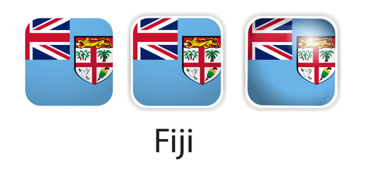 Fiji  flag vector icons set in the shape of rounded square