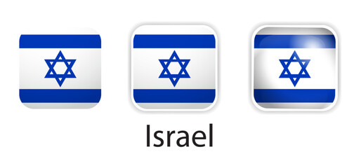 Israel flag vector icons set in the shape of rounded square