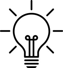 Light Bulb line icon vector, isolated on white background. Idea sign, solution, thinking concept. Lighting Electric lamp, electricity, shine, shiny. Flat style for graphic design, logo, web site, UI.