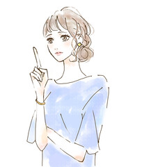 指をさしながら説明している女性　子供の入学手続き