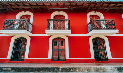 Architecture of colorful houses of Granada