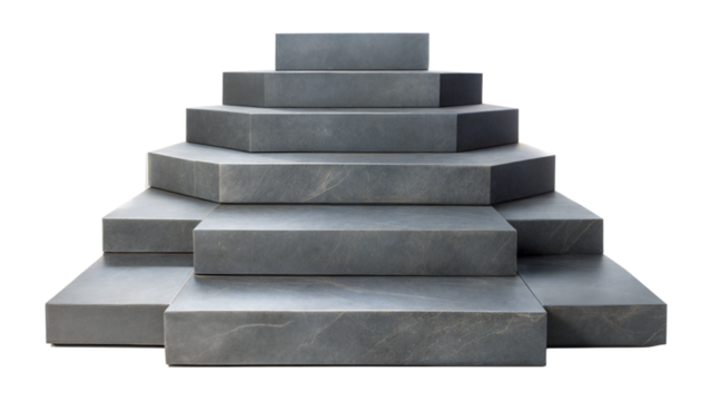 Stacked Slate Podium – Multi-Level: A multi-level slate podium, ideal for showcasing multiple products at varying heights, isolated on a white background.
