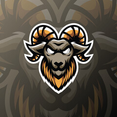 a goat with golden horns and gray background