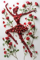 Graceful Ballerina Crafted from Red Roses
