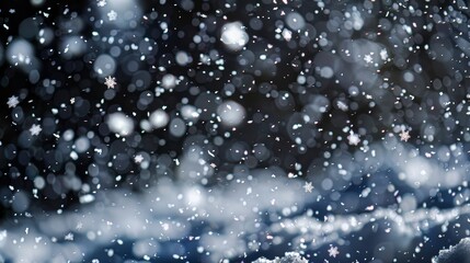 Obraz premium Winter Wonderland Scene with Snowflakes Falling from the Sky Generative AI