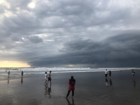 beach view of cloudy sky over the great sea in evening time in bali