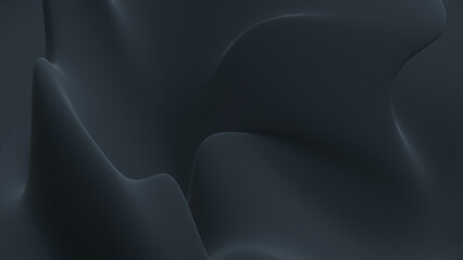 3d black background monocrome banner abstract fluid silk fabric