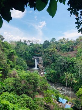 A spectacular natural waterfall in the great land of Bali indonesia