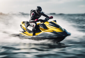 Obraz premium fast-moving jetski, isolated white background 