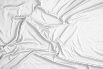 Abstract white wrinkled bedding sheet fabric texture background