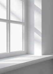 empty room interior with closeup of window and sunlight