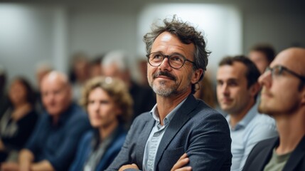 Group of people sitting in conference room