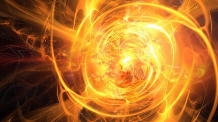 The image shows a bright, swirling vortex of fire. It is surrounded by a dark background.