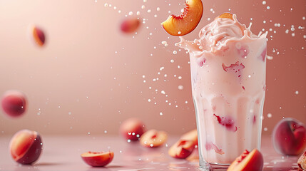 glass of milk with peaches
