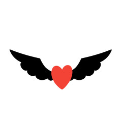 vector icon of heart with wings