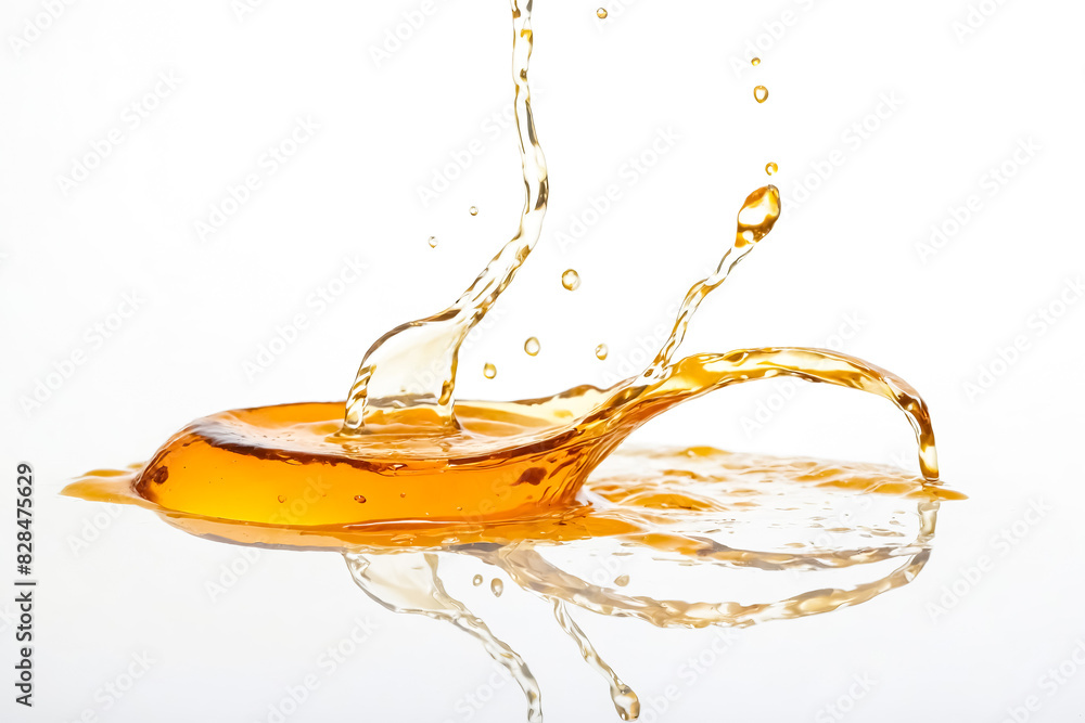 Poster golden liquid splashing and creating a unique shape