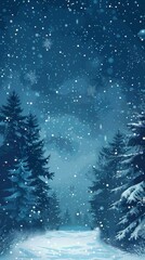 Snowy path in the woods