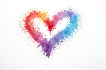 Colorful Watercolor Heart Shape Splashes