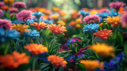 A vibrant garden full of colorful flowers