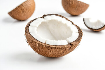 Cracked Coconut Shell with White Interior
