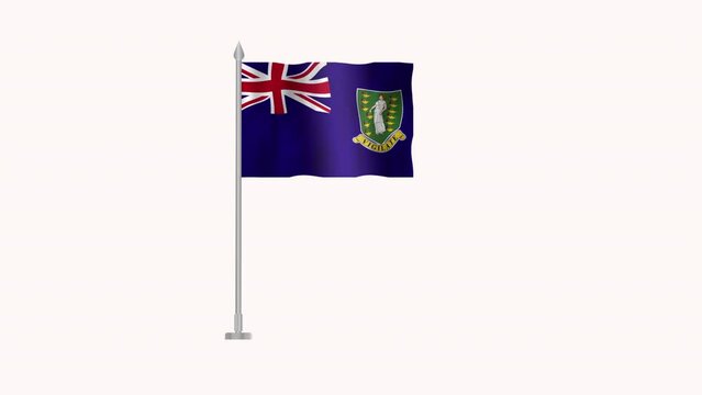 Flag of Virgin Islands US, Pole flag of Virgin Islands US on white screen, Virgin Islands US 3D Animation flag waving in the wind isolated on white Background. 
