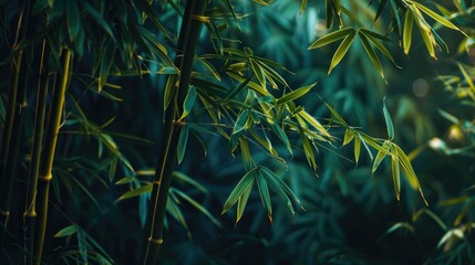 Bamboo shrub colored green