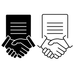 Contract line icon. Business handshake teamwork linear concept. Agreement signing symbol. Vector isolated on white.