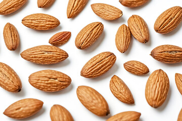 Close-up of almonds on white background