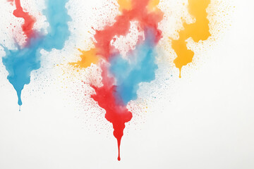 Colorful Splashes of Paint on White Background