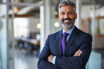 Fototapeta premium mature indian businessman standing confidently and smiling