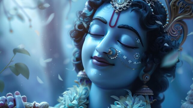 peaceful face of lord krishna