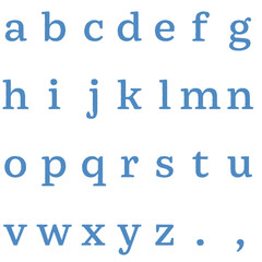 青い劣化した小文字のアルファベット