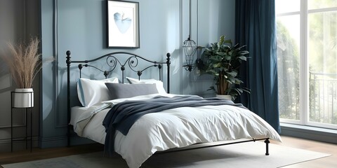 Wrought iron bed frame adds vintage charm to bedroom with history. Concept Vintage decor, Bedroom inspiration, Wrought iron furniture, Historical charm