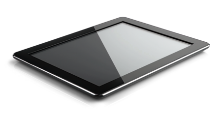 Modern Black Tablet on Transparent Background