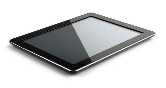 Modern Black Tablet on Transparent Background