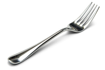 Shiny Silver Fork on Transparent Background