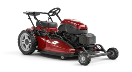 Red Lawn Mower on Transparent Background