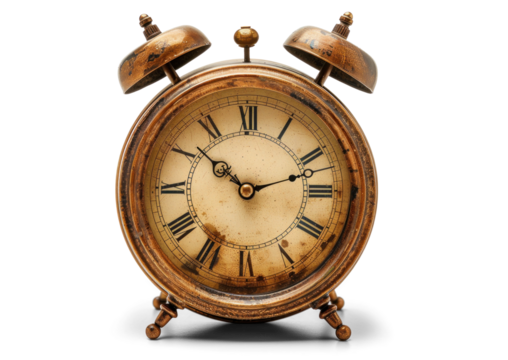 Vintage Alarm Clock on Transparent Background
