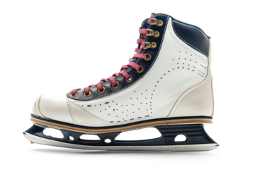 Single Black and White Ice Skate on Transparent Background
