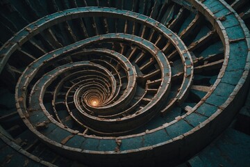 Obraz premium A spiral staircase with a light shining on it