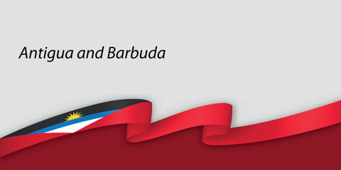 3d ribbon with national flag Antigua and Barbuda isolated on white background