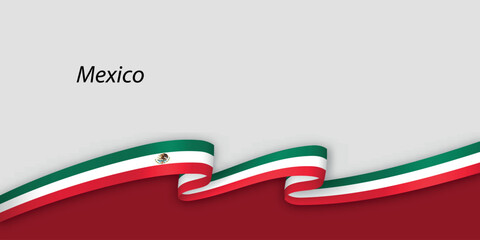 3d ribbon with national flag Mexico isolated on white background