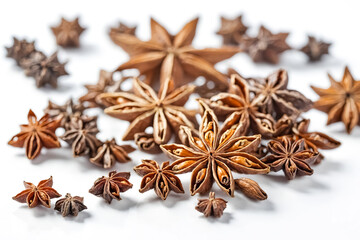 Close up of Star Anise on White Background