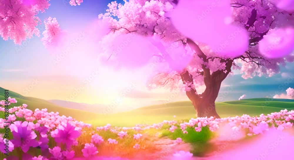 Poster beautiful spring background concept seamless looping overlay virtual video animation background