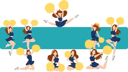 チアリーダーのイラストセット