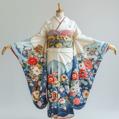 A woman wearing a kimono with a floral pattern