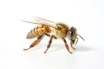 Close-Up of a Honeybee on a White Background