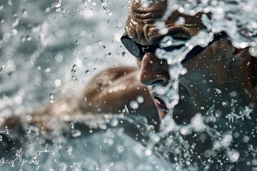 Swimmer's Powerful Arm Stroke in Butterfly Event with Frozen Water Droplets - High Detail Capture