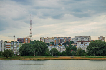 depressive Eastern European city in Russian border of Ukraine landmark panoramic view of muted...