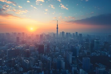 Tokyo city view at sunset
